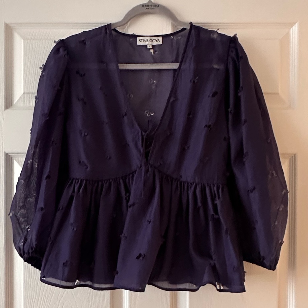 STINE GOYA 
Floral-Embellished Tie-Neck Blouse - Picture 4 of 7
